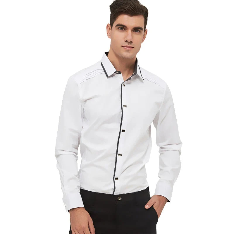 Stylish Top-Quality Cotton Dress Shirt With Snap-Close Buttons - HandyProducts