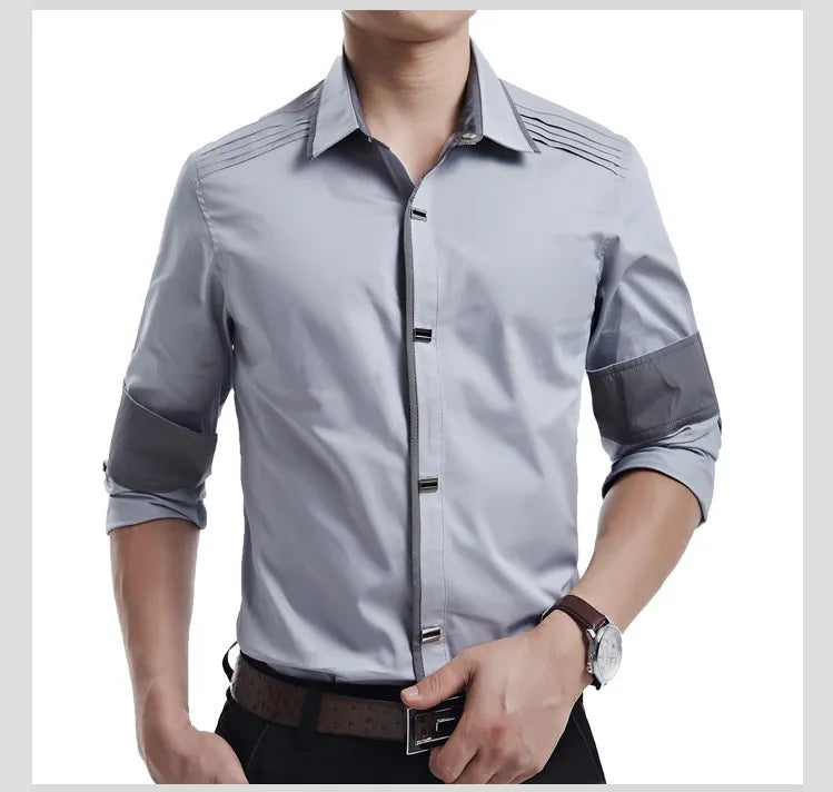 Stylish Top-Quality Cotton Dress Shirt With Snap-Close Buttons - HandyProducts