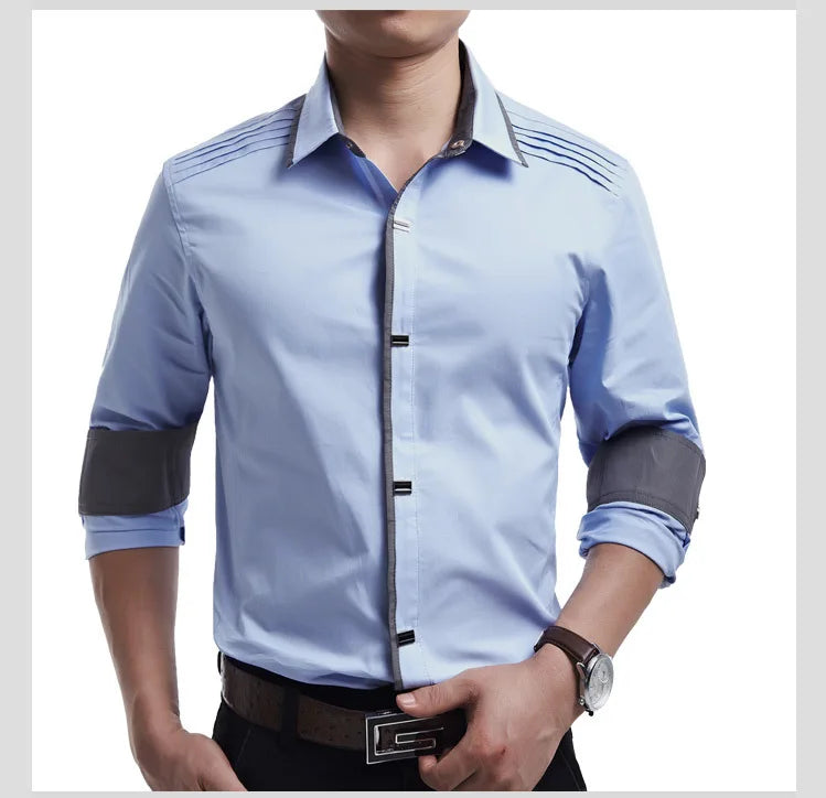 Stylish Top-Quality Cotton Dress Shirt With Snap-Close Buttons - HandyProducts