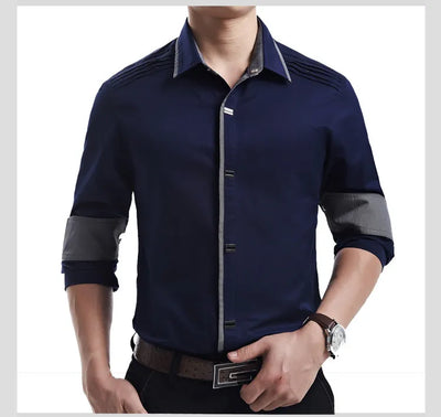 Stylish Top-Quality Cotton Dress Shirt With Snap-Close Buttons - HandyProducts