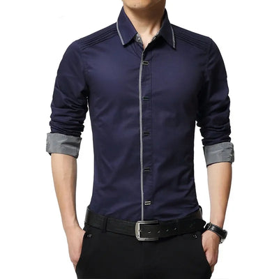 Stylish Top-Quality Cotton Dress Shirt With Snap-Close Buttons - HandyProducts