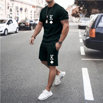 T-shirt & Shorts Set Two-Piece Combo Summer Fashion Casual Tracksuit Sweatpants Streetwear - HandyProducts