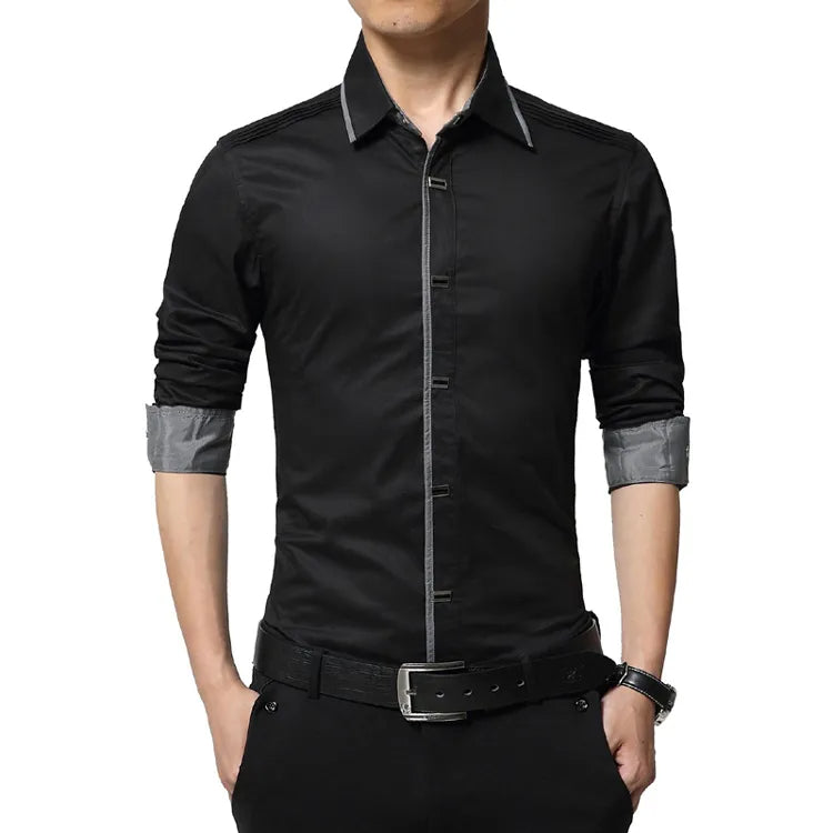 Stylish Top-Quality Cotton Dress Shirt With Snap-Close Buttons - HandyProducts