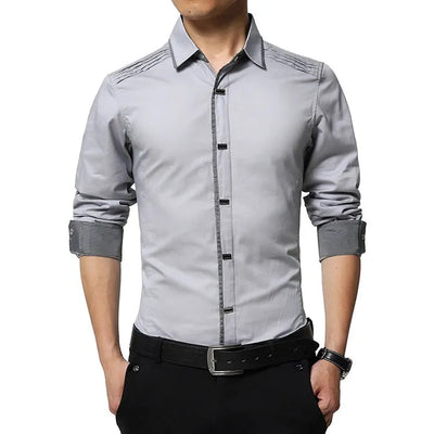 Stylish Top-Quality Cotton Dress Shirt With Snap-Close Buttons - HandyProducts